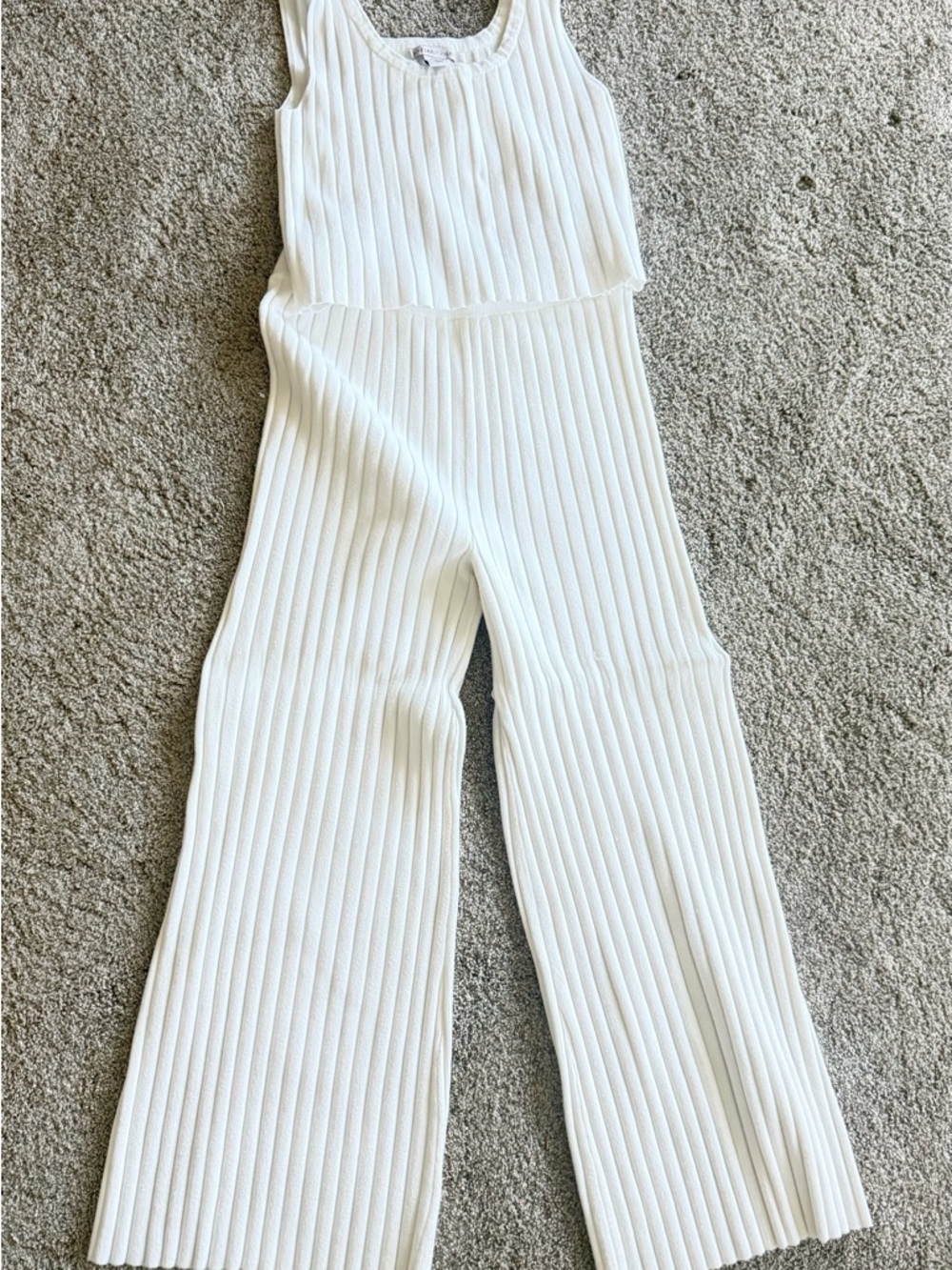 Sincerely Jules White Ribbed Knit Tank Jumpsuit
